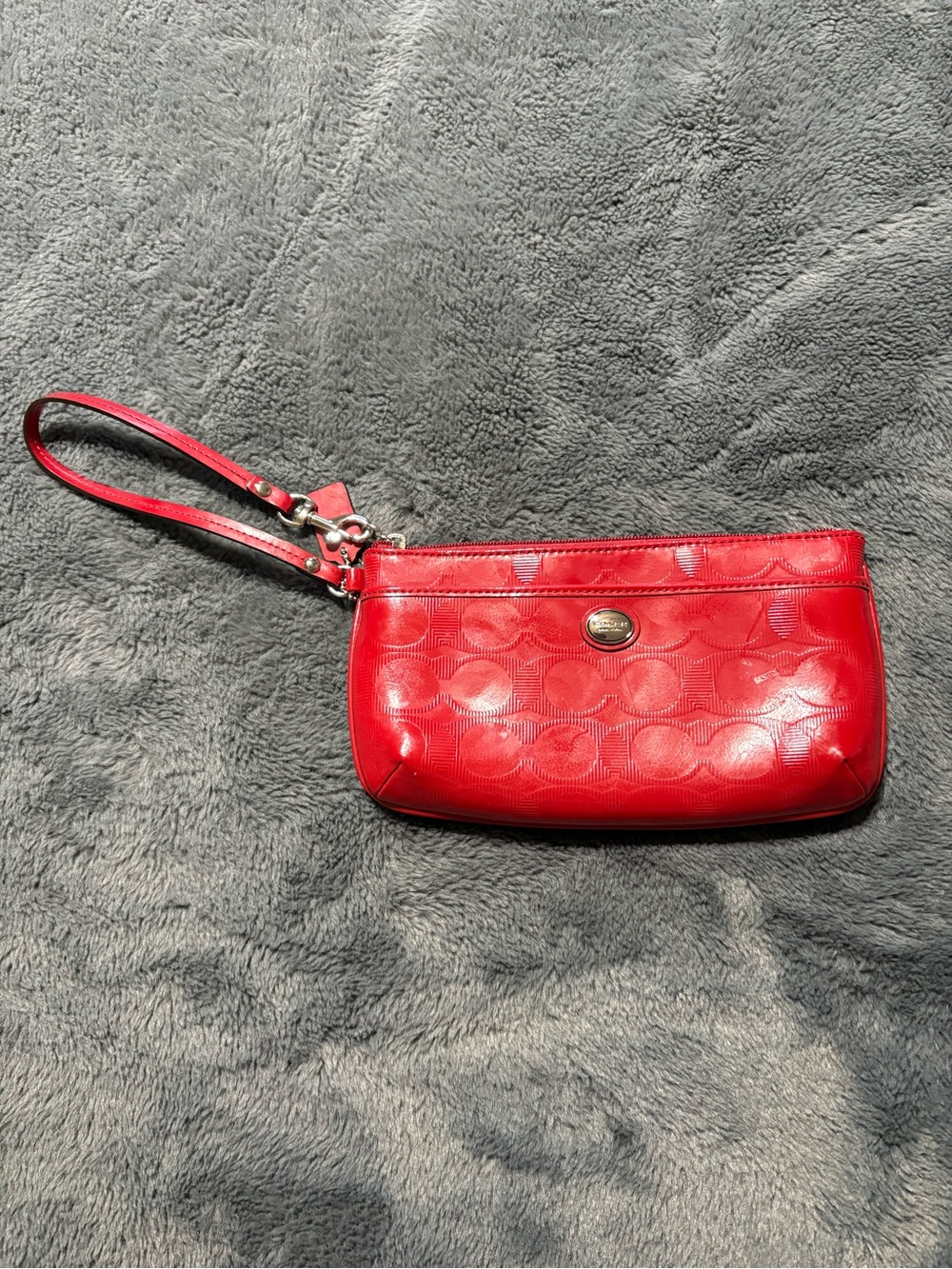 Coach Red Patent Signature Wristlet